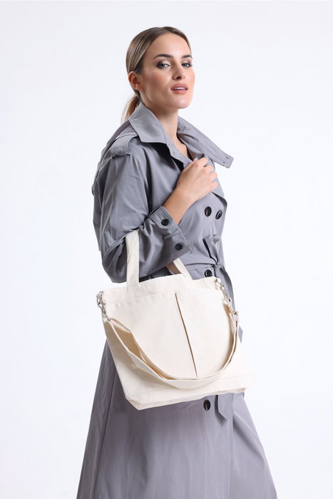 Zoozie Bags Bolso Tote de Lona Color Crema